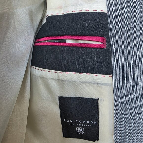 Men's Ron Tomson stand collar sport coat in black size medium - Picture 3 of 6